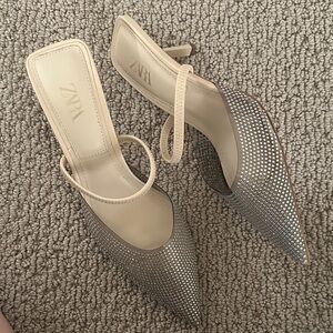 Zara Metallic Silver Heels